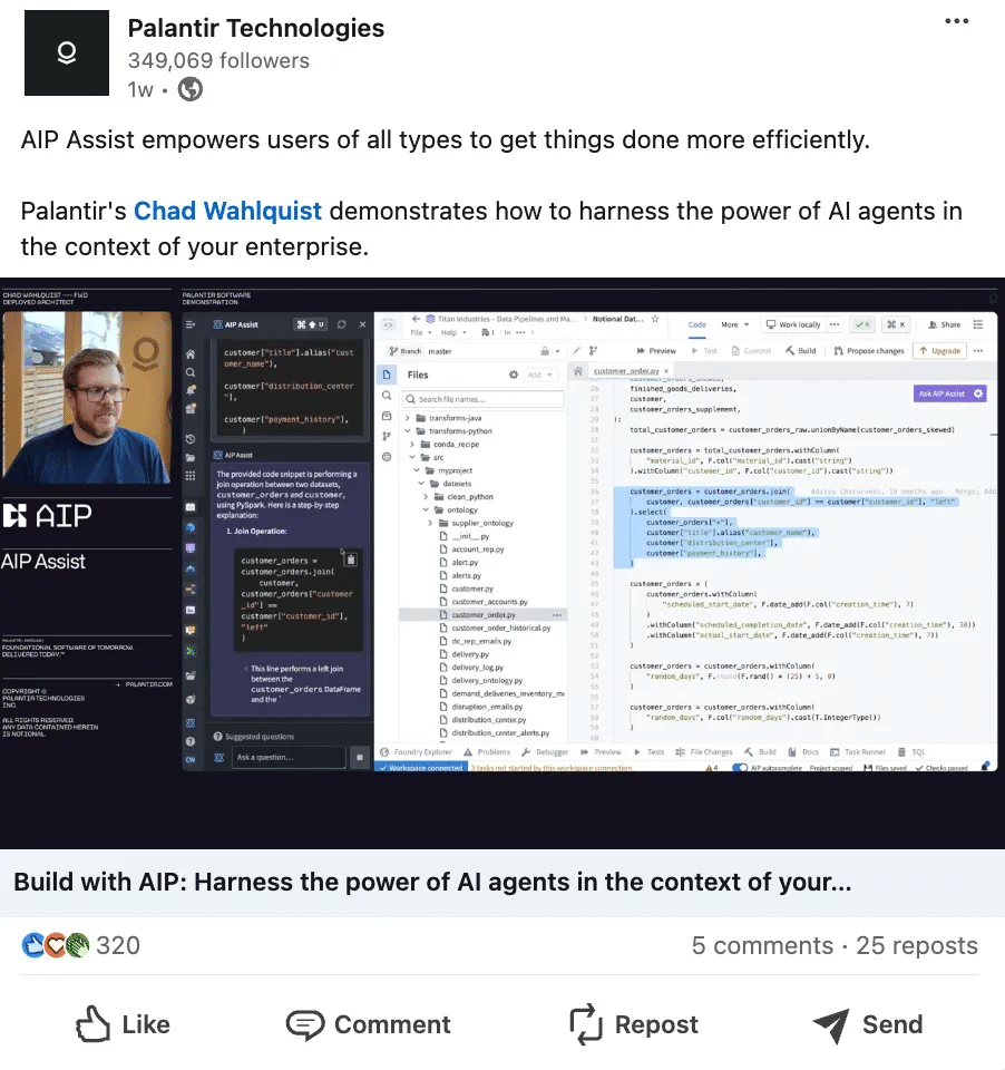 Palantir Marketing Analysis by Milk & Cookies studio | Social media posts strategy