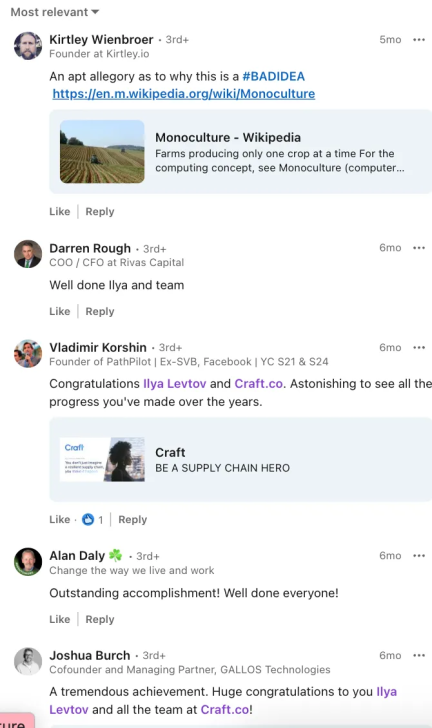 Craft.co Social Media Marketing Strategy CEO on LinkedIn