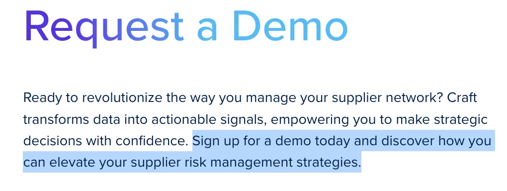 Craft.co Content marketing Analysis: Request a demo