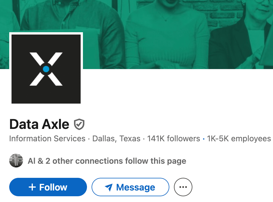 Data Axle’s company social media presence