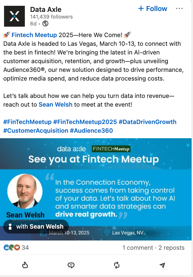 Data Axle’s company social media presence