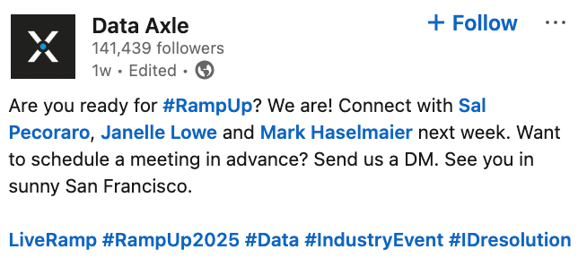 Data Axle’s company social media presence