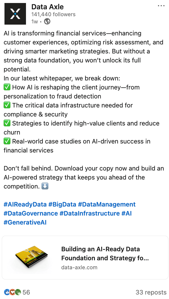 Data Axle’s company social media presence