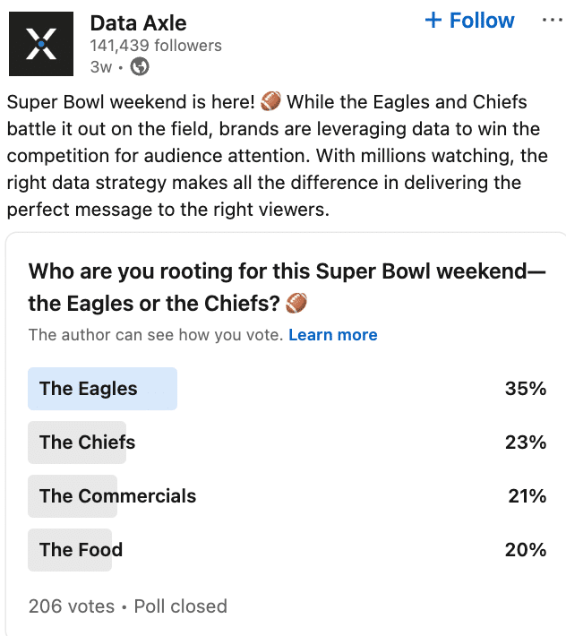 Data Axle’s company social media presence
