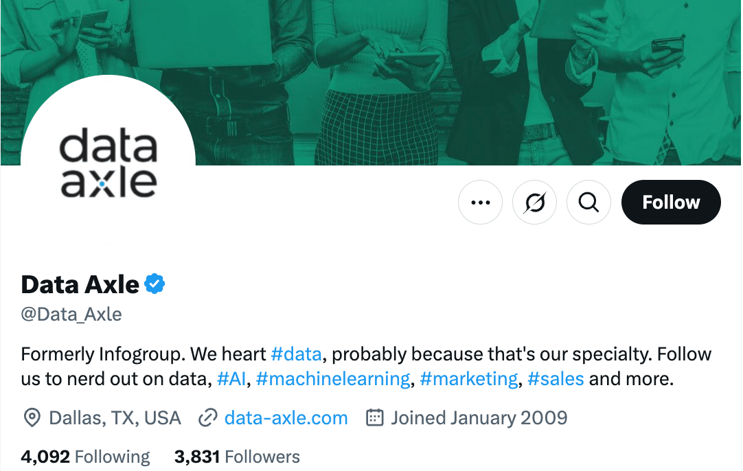Data Axle’s company social media presence