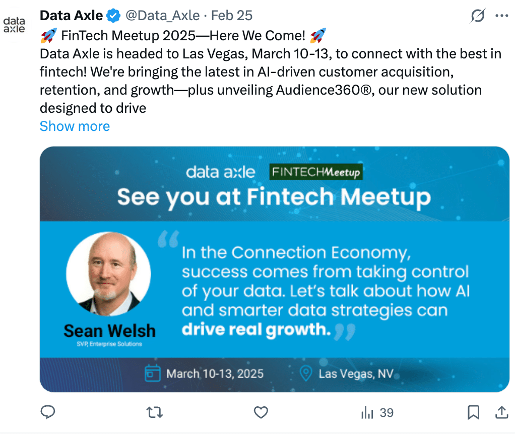 Data Axle’s company social media presence