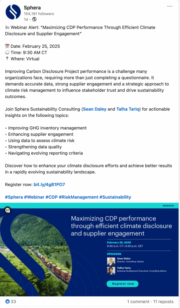 Marketing Spotlight: Sphera social media