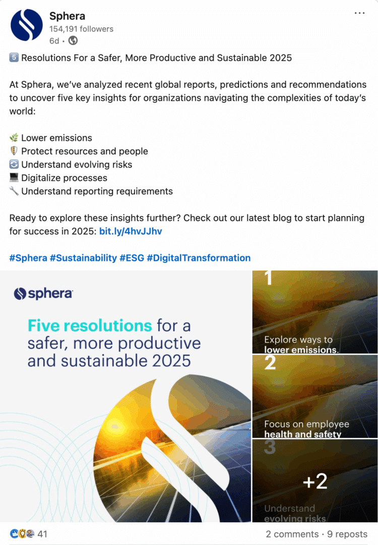 Marketing Spotlight: Sphera social media