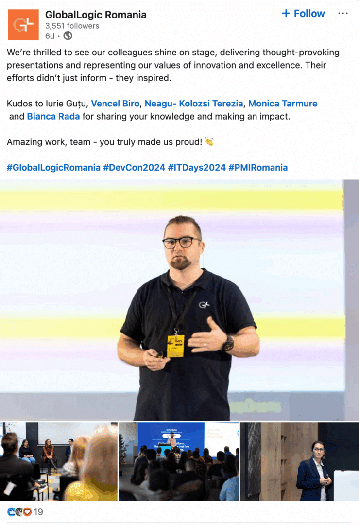 Marketing Spotlight: GlobalLogic Romania social media content