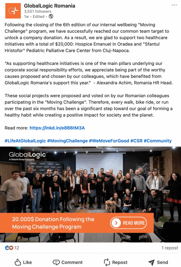 Marketing Spotlight: GlobalLogic Romania social media content