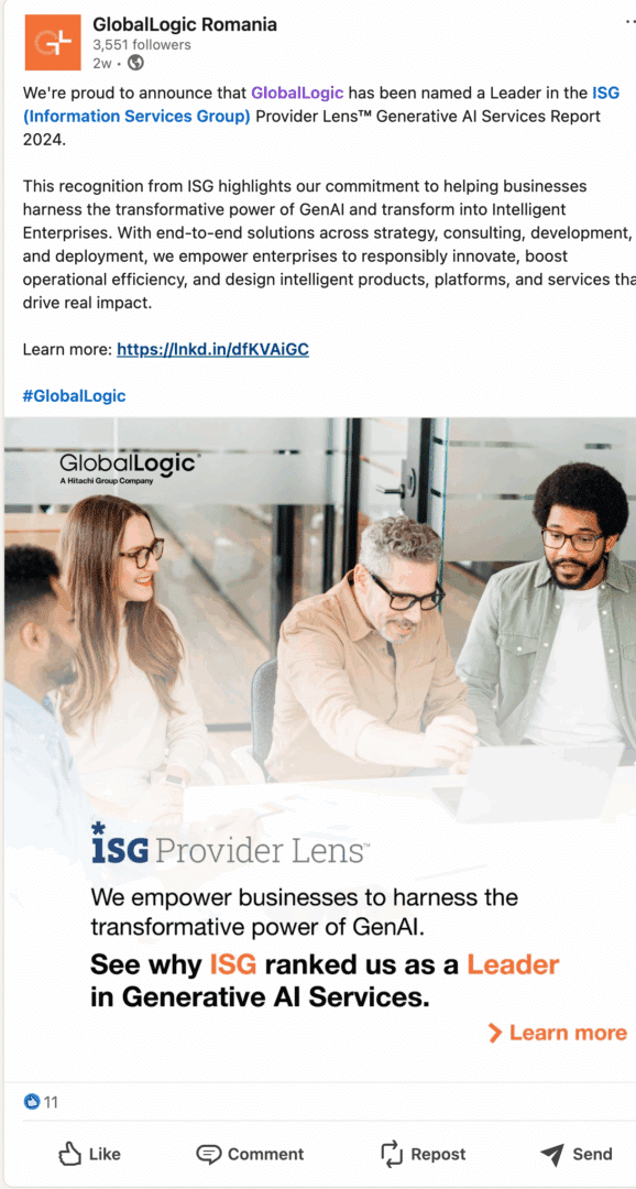 Marketing Spotlight: GlobalLogic Romania social media content