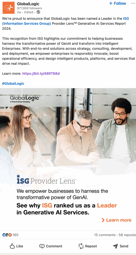 Marketing Spotlight: GlobalLogic Romania social media content