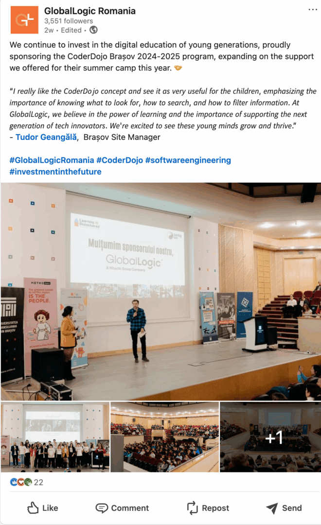 Marketing Spotlight: GlobalLogic Romania social media content