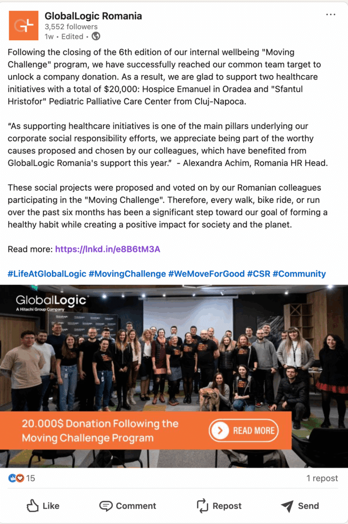 Marketing Spotlight: GlobalLogic Romania social media content