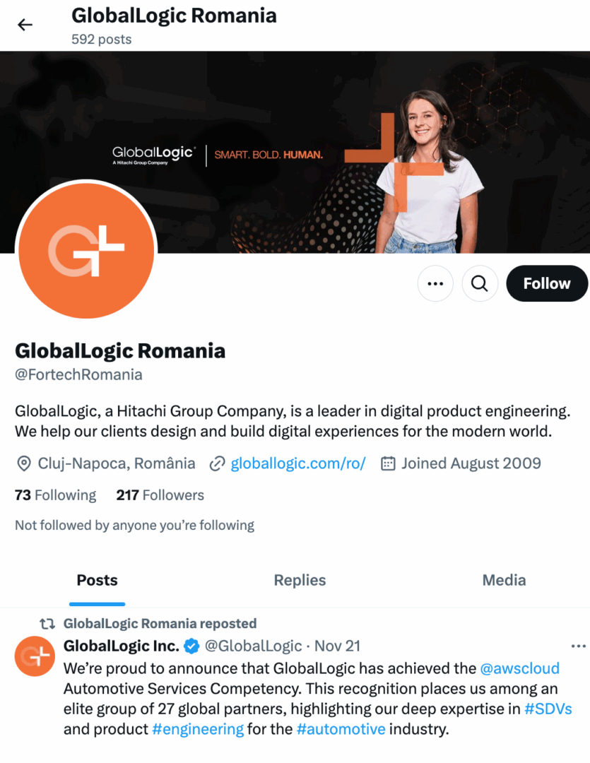 Marketing Spotlight: GlobalLogic Romania social media content