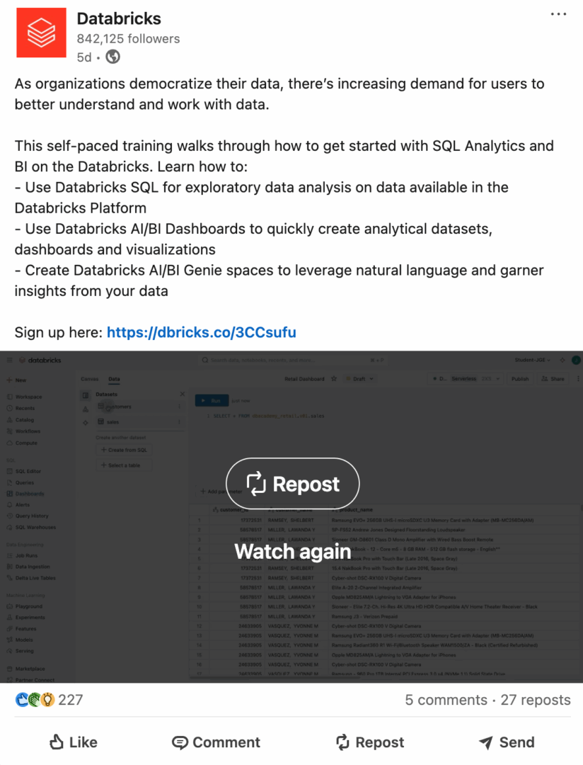 Marketing Spotlight: Databricks social media