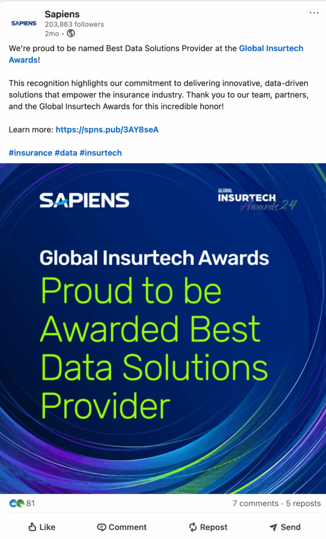 Marketing Spotlight: Sapiens social media marketing